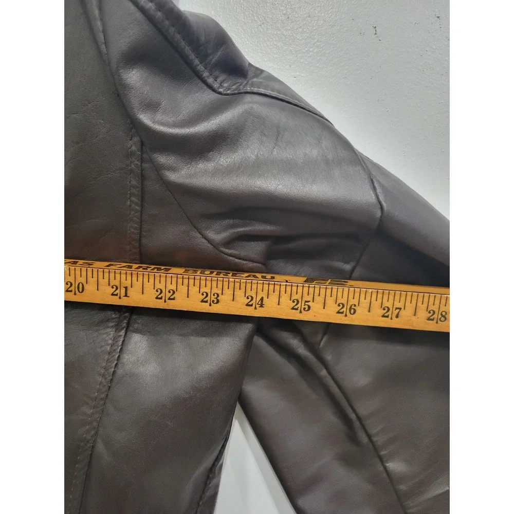 Montgomery Ward Vintage Brown‎ Leather Car Coat Faux Fur Lined Mens 42 Tall